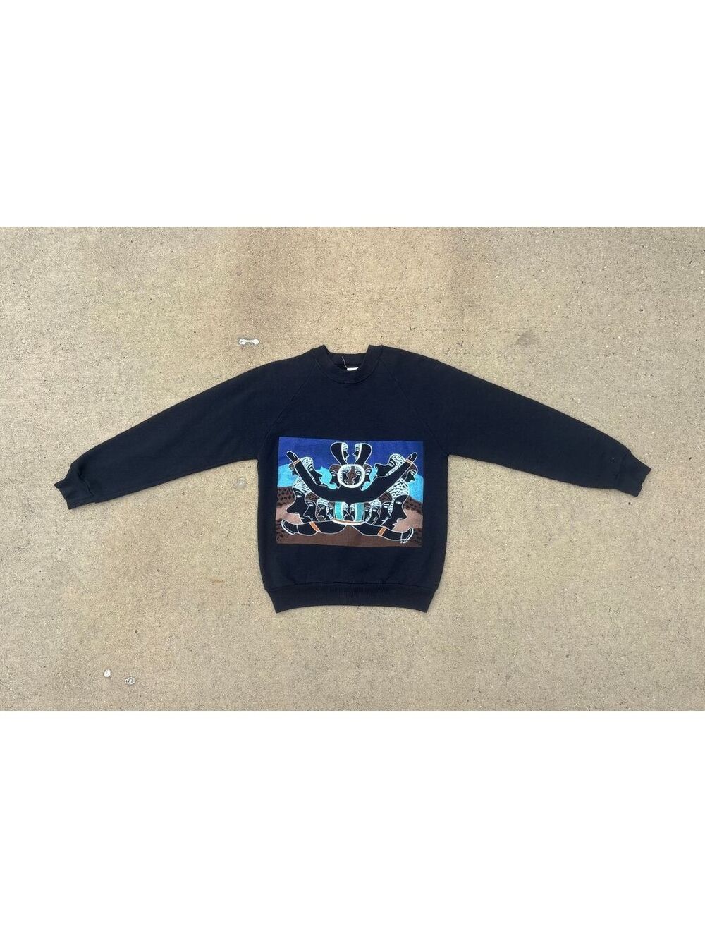 Vintage Fruit of the Loom Black Graphic Sweatshirt Medium